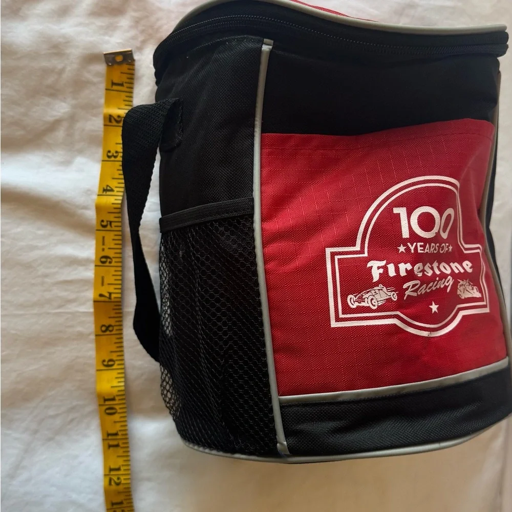 Firestone racing red insulated cooler.